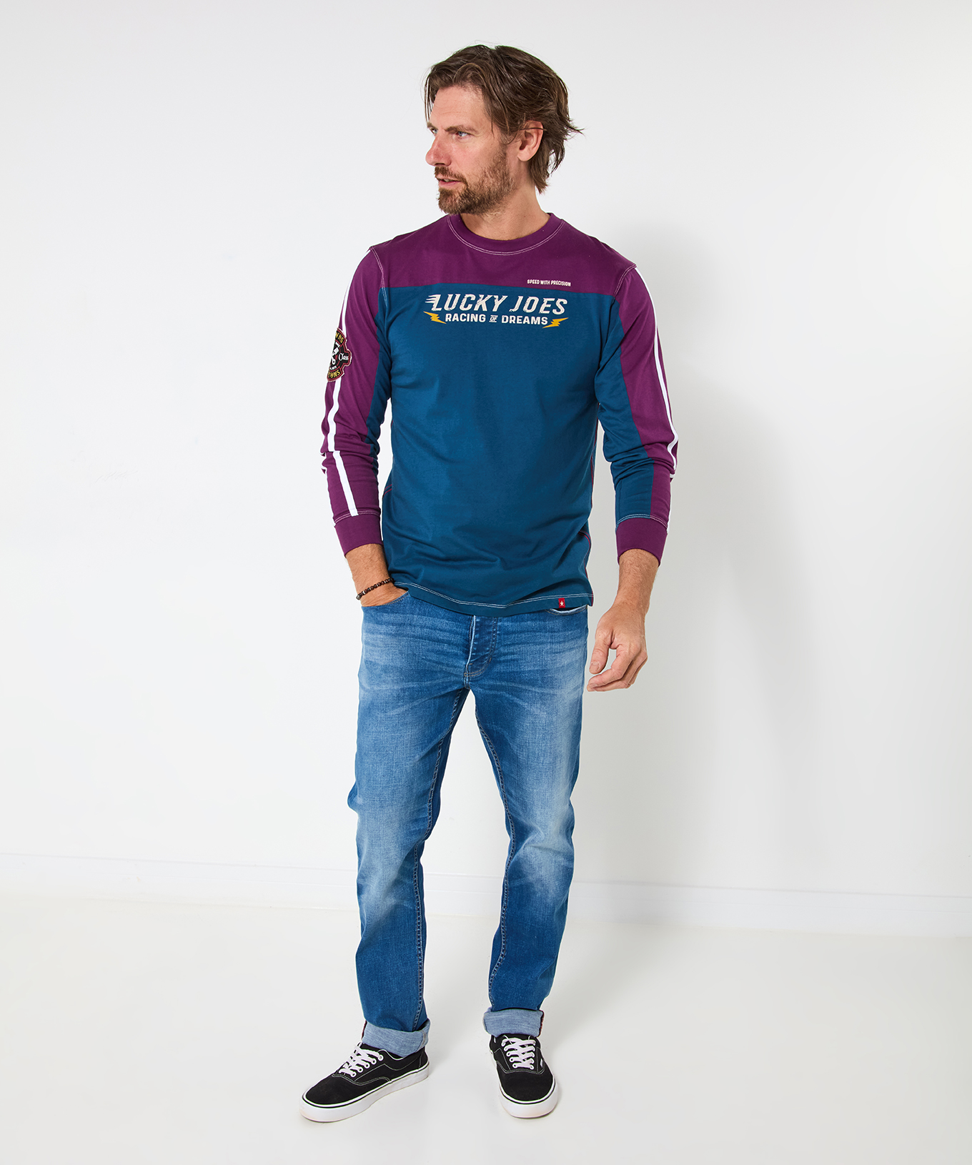 Joe Browns Men's Contrast Panels Casual Long Sleeve Top - Picture 7 of 19