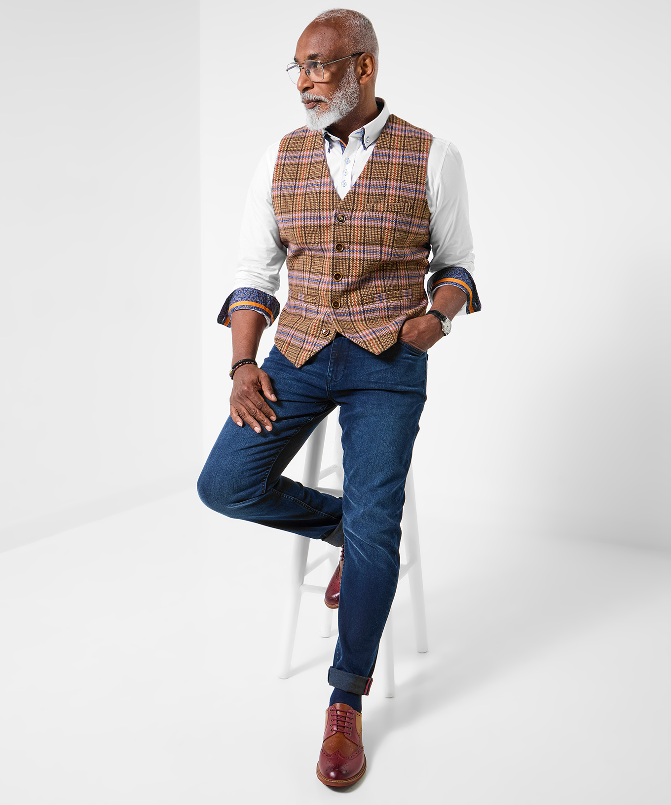 Joe Browns Men's Tailored Check Front Waistcoat - Picture 3 of 37