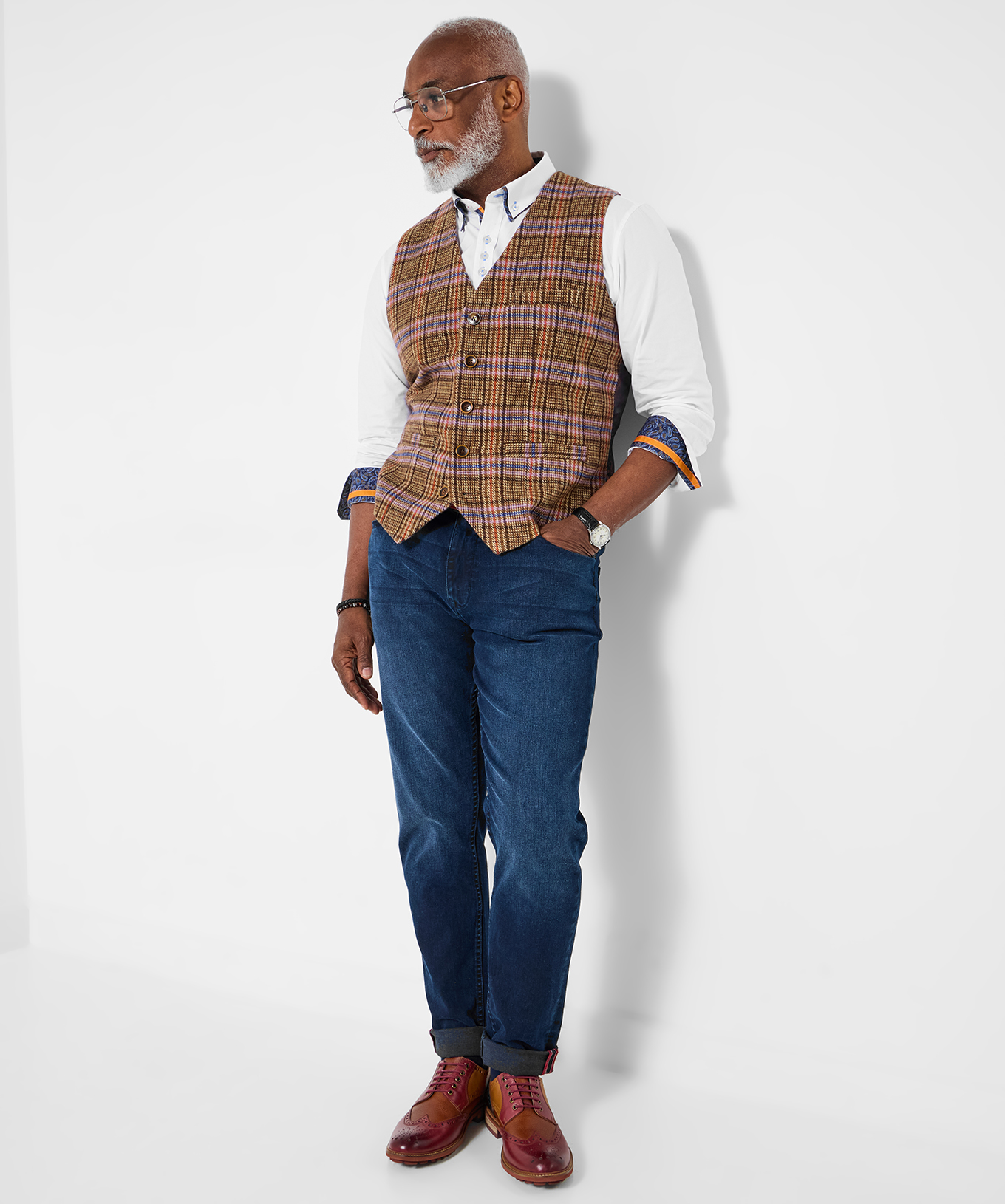 Joe Browns Men's Tailored Check Front Waistcoat - Picture 7 of 37