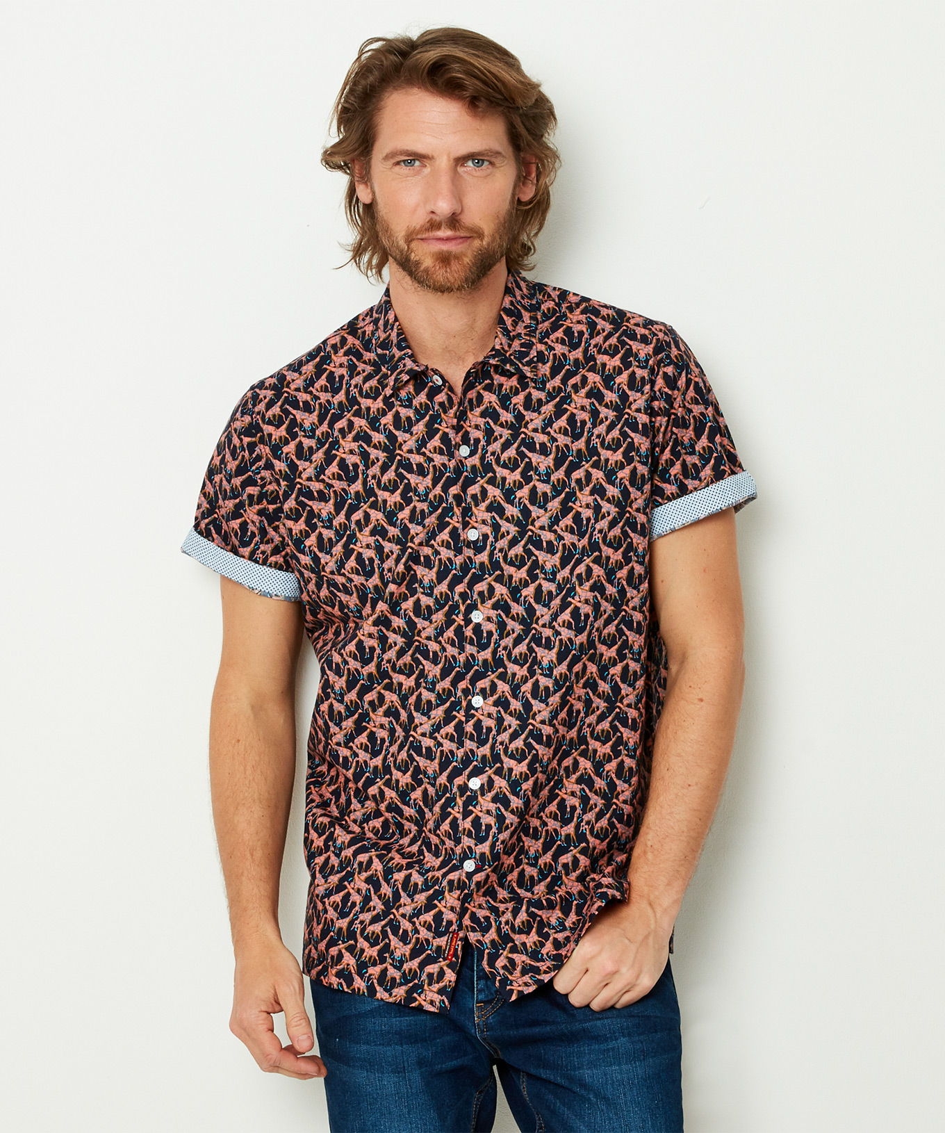 Joe Browns Mens Safari Holiday Giraffe Print Shirt Multicoloured Medium