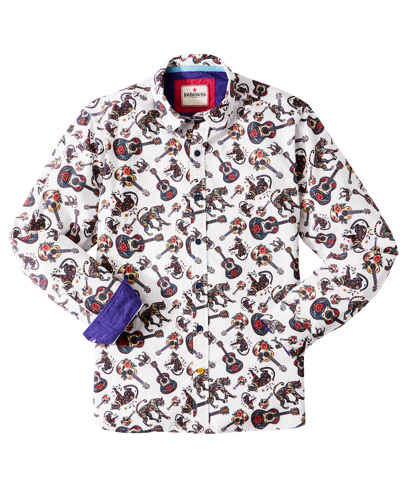 Joe Browns Men's Big Cat And Guitar Print Shirt - Picture 2 of 31