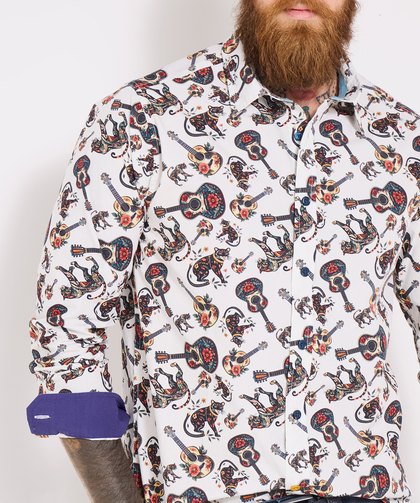 Joe Browns Men's Big Cat And Guitar Print Shirt - Picture 4 of 31