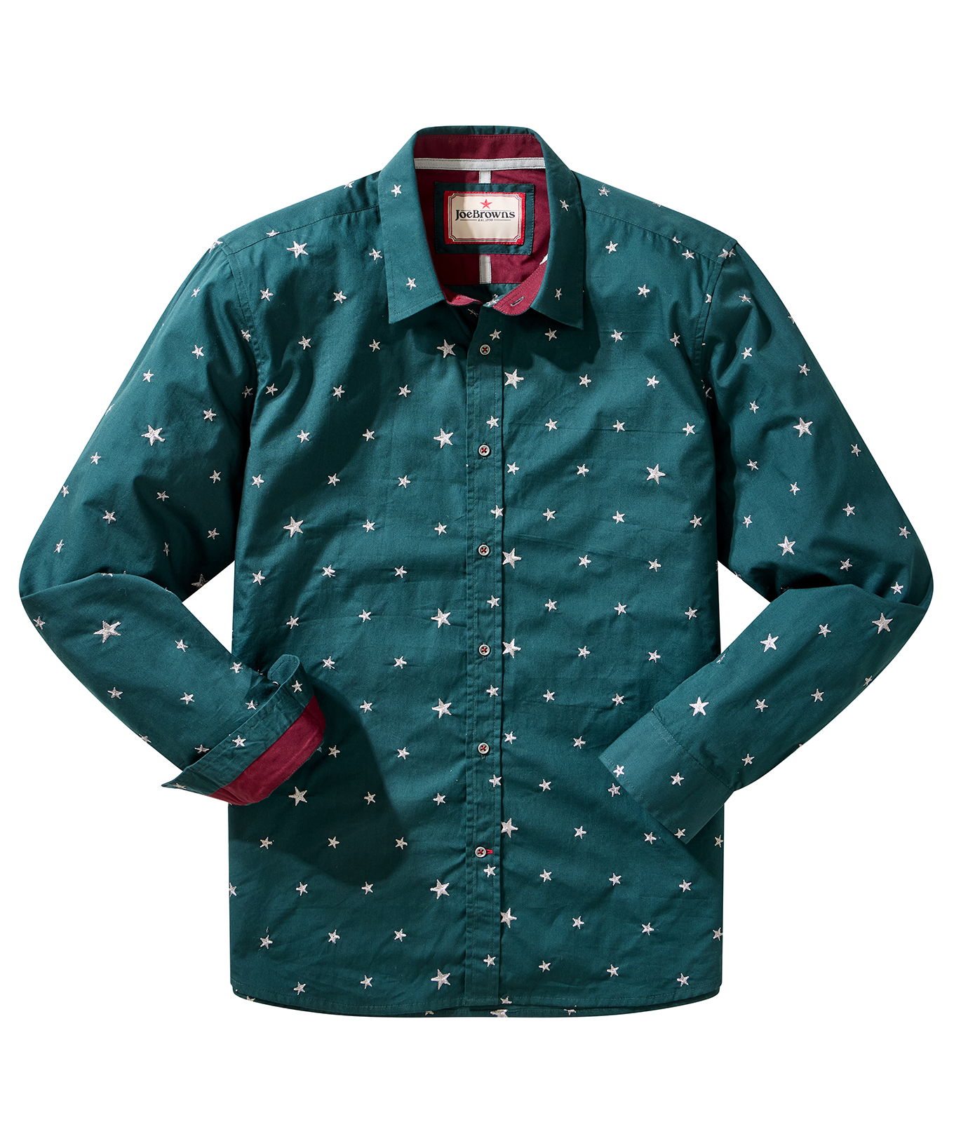Joe Browns Mens Embroidered Star Long Sleeve Shirt Green S