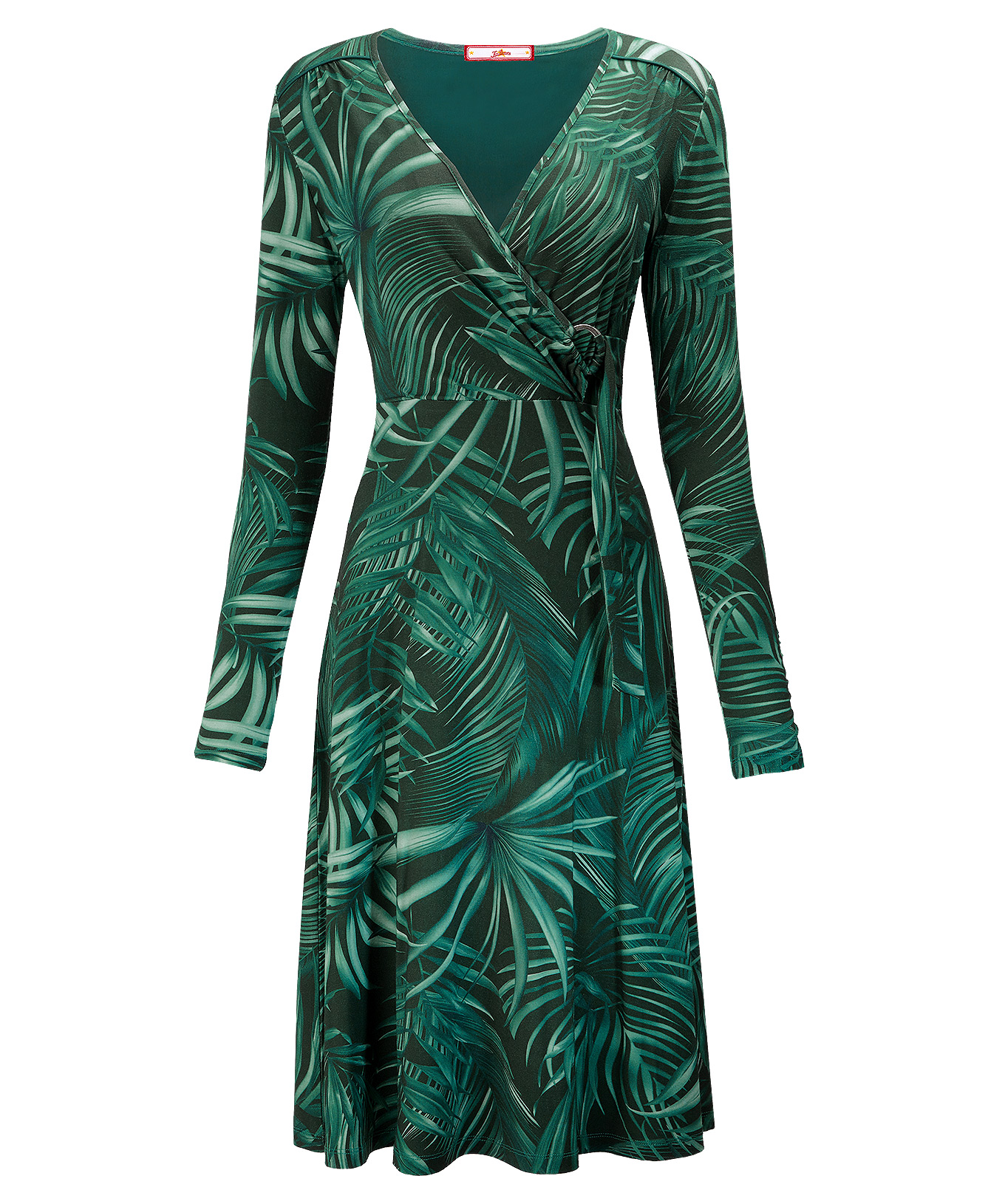 palm leaf wrap dress