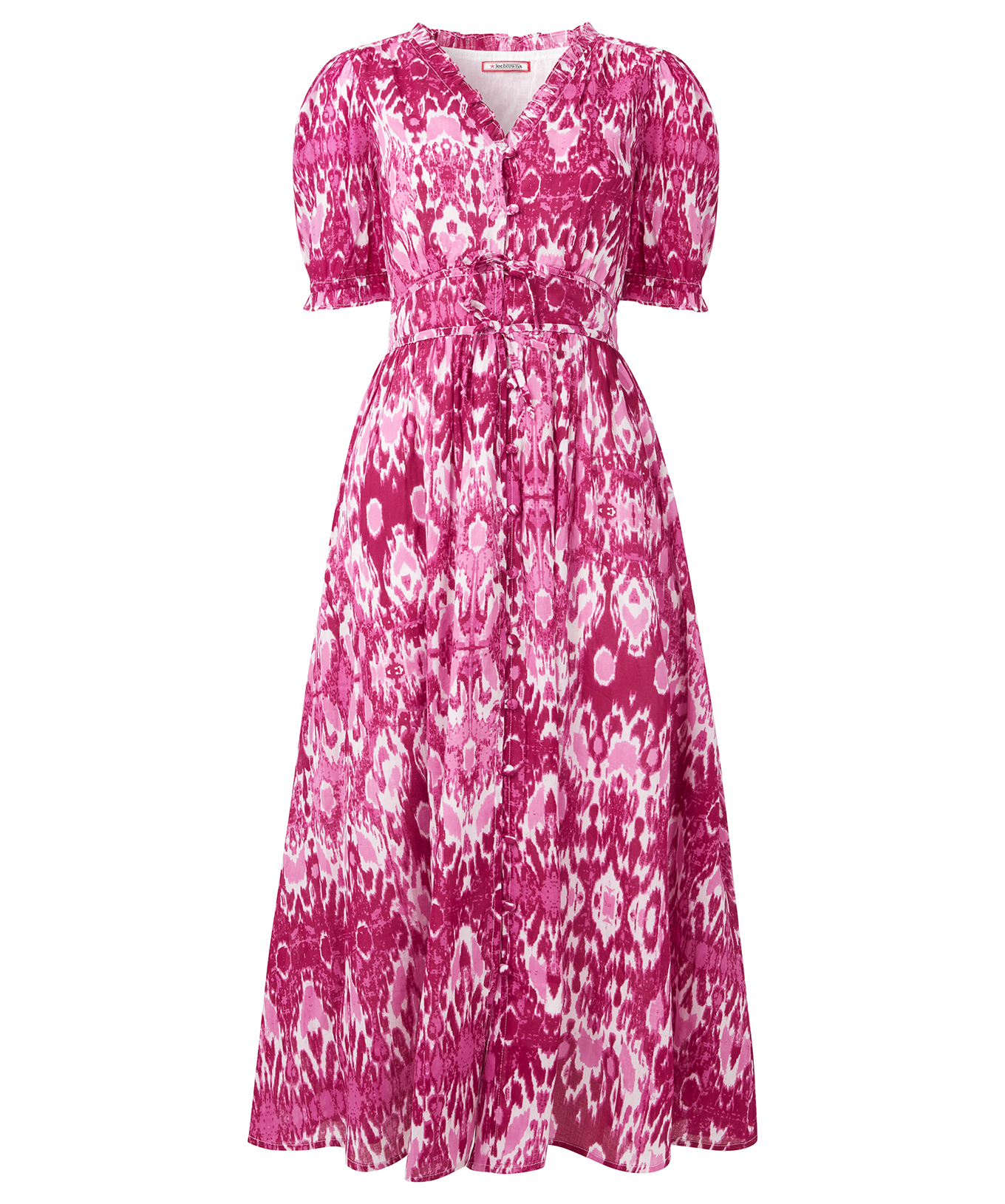 Joe Browns Women's Floral Puff Sleeve V Neck Tie Waist Midi Dress | eBay