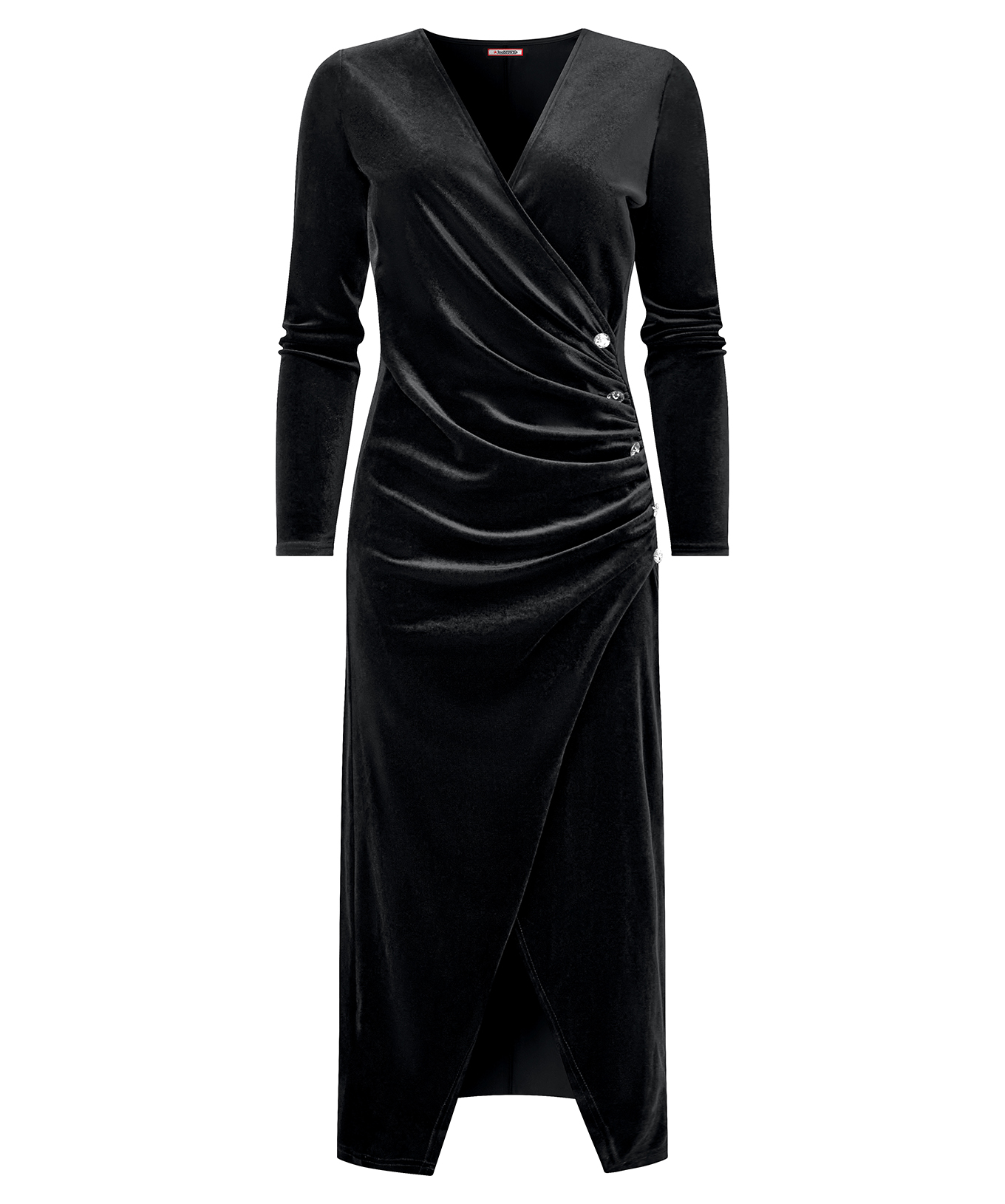 Joe Browns Women's Velour Long-Sleeved Wrap Dress with Flattering Side Ruching - Picture 8 of 16