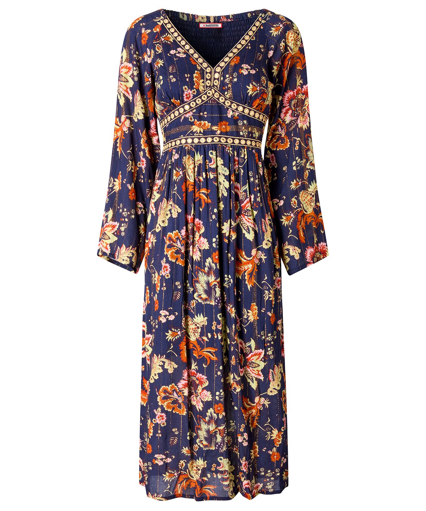 Joe Browns Women's Mirror Trim Boho Floral Maxi Dress - Picture 2 of 13