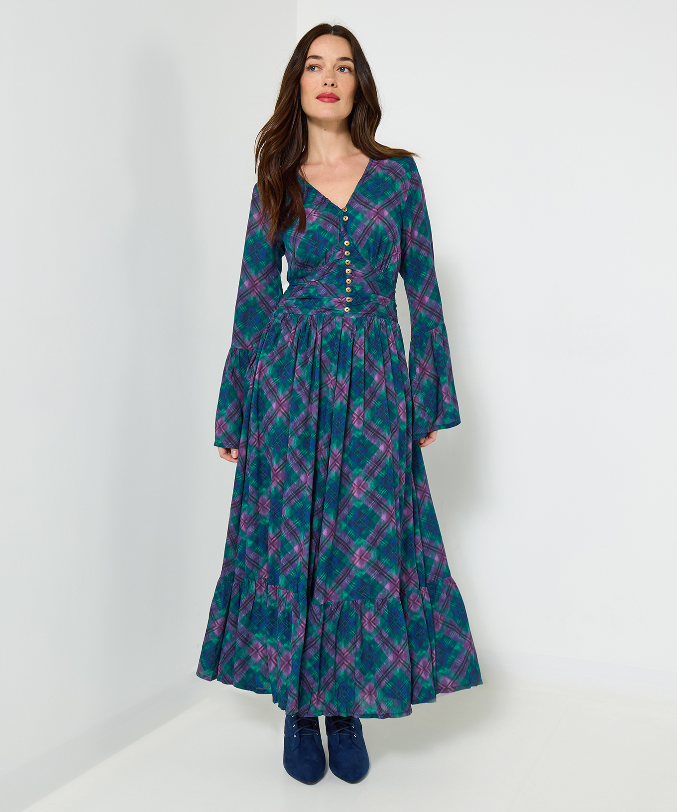 Joe Browns Women's Autumn Check Print Maxi Dress - Picture 4 of 43