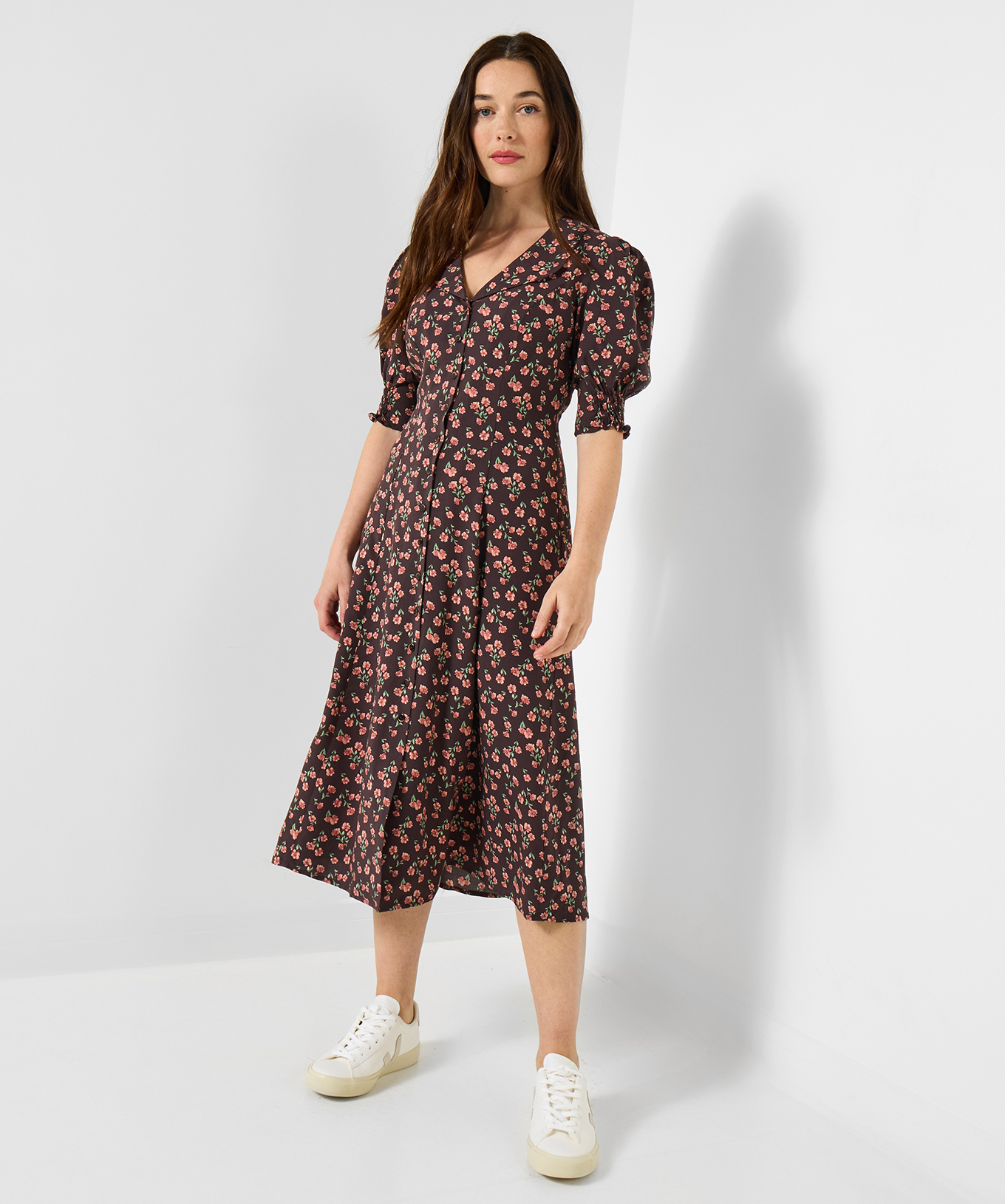 Joe Browns Women's Autumn Floral Vintage Tea Dress, Brown, 8