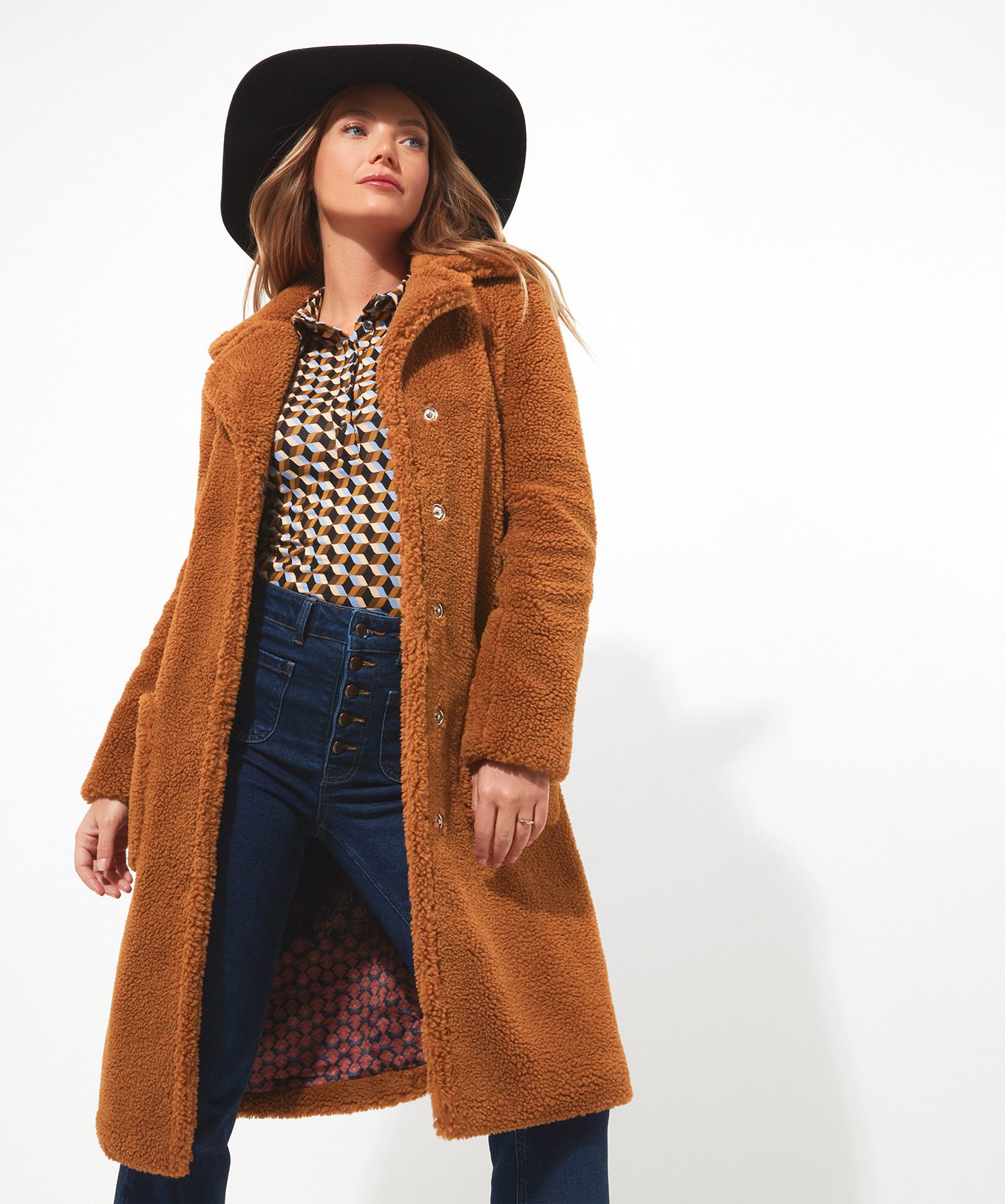 Camel oversized outlet teddy coat