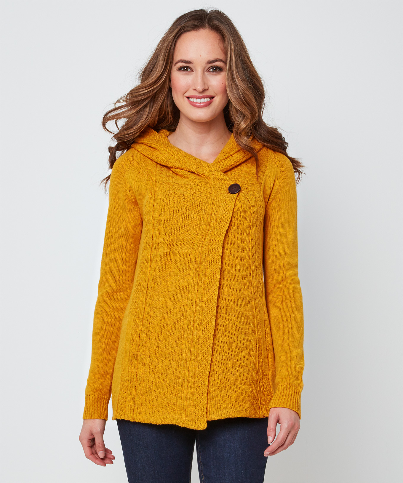 womens chunky hooded cardigan