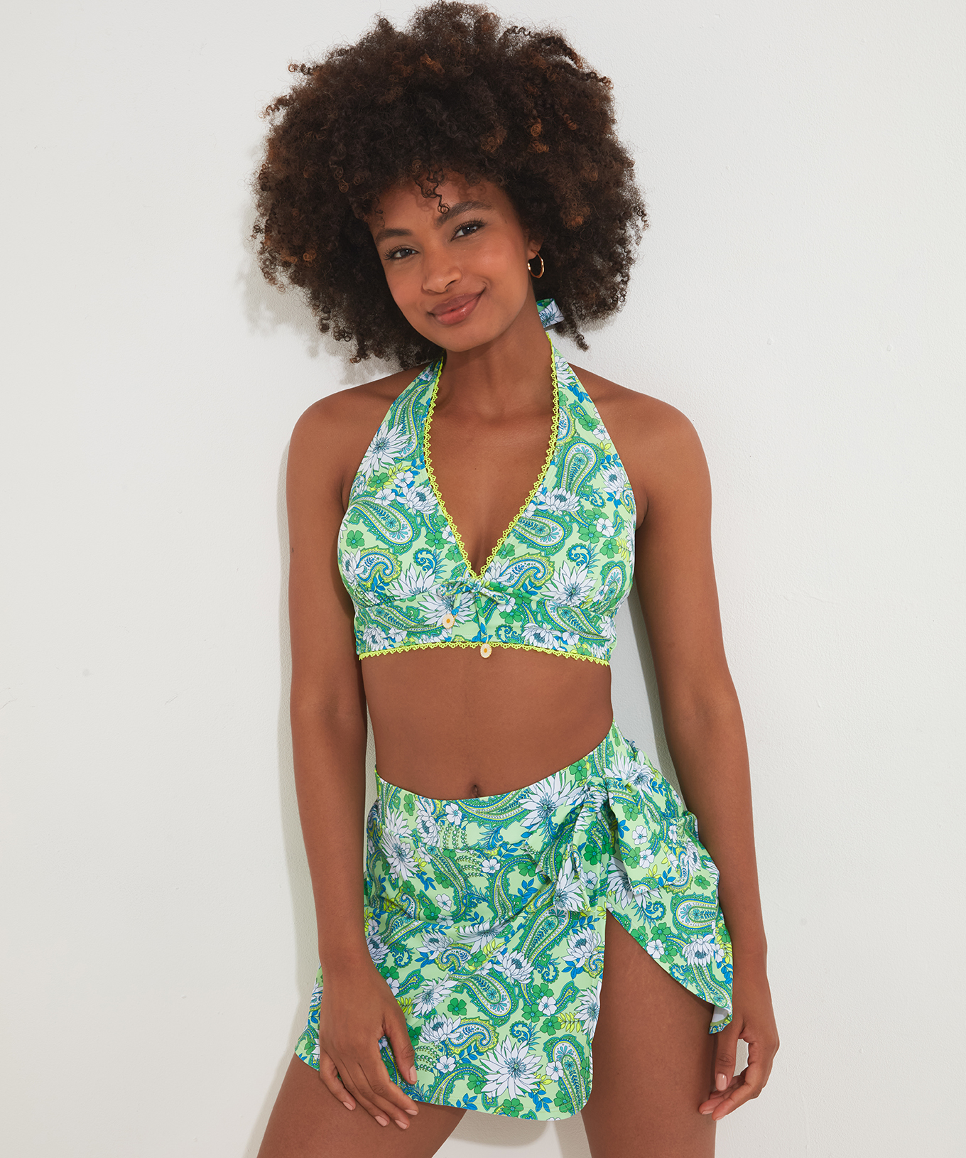 Jupe de bain femme Joe Browns contenu recyclé brillante à fleurs devant