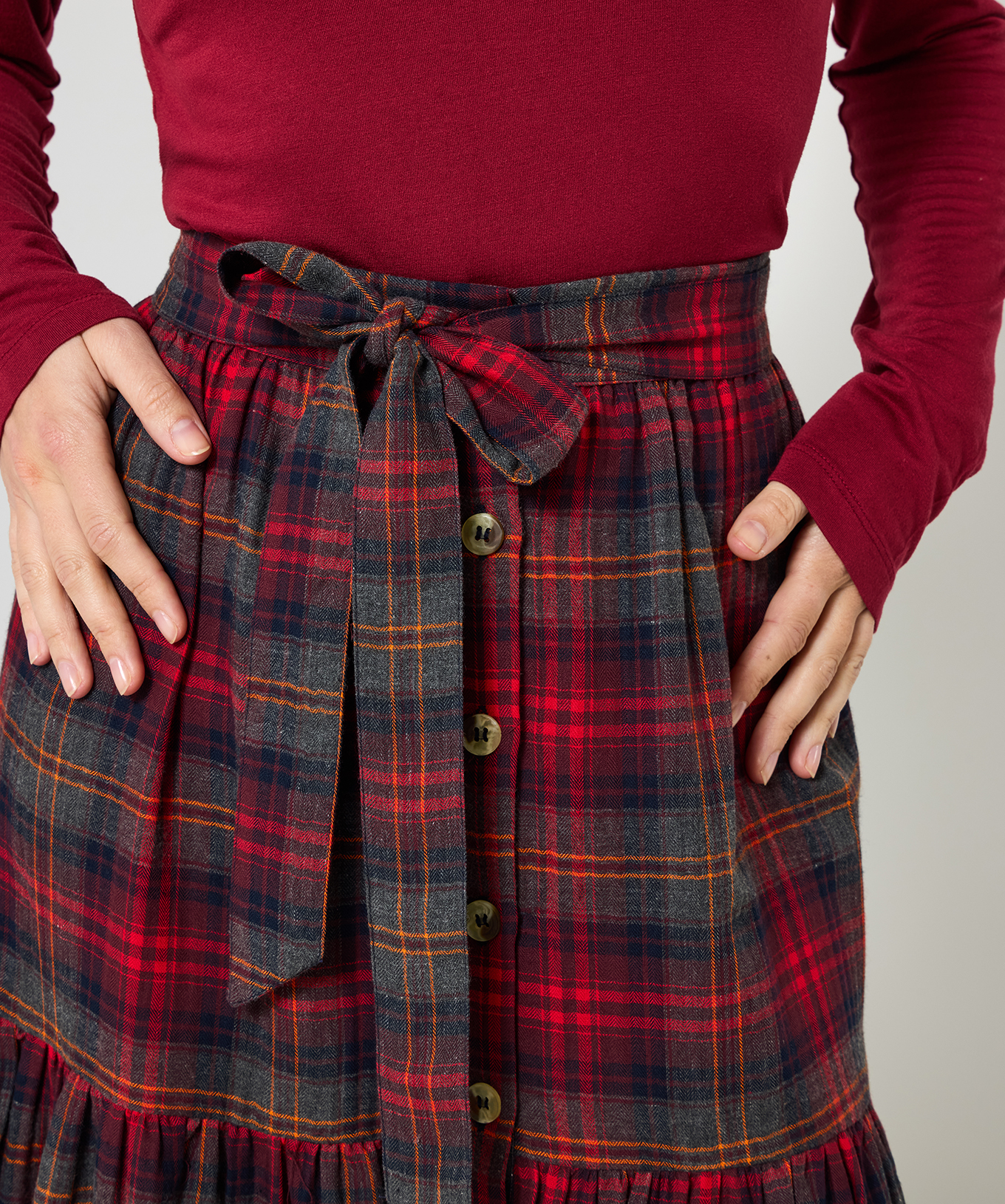 Joe Browns Women's Vintage-Inspired Red Check Maxi Skirt - Picture 5 of 37