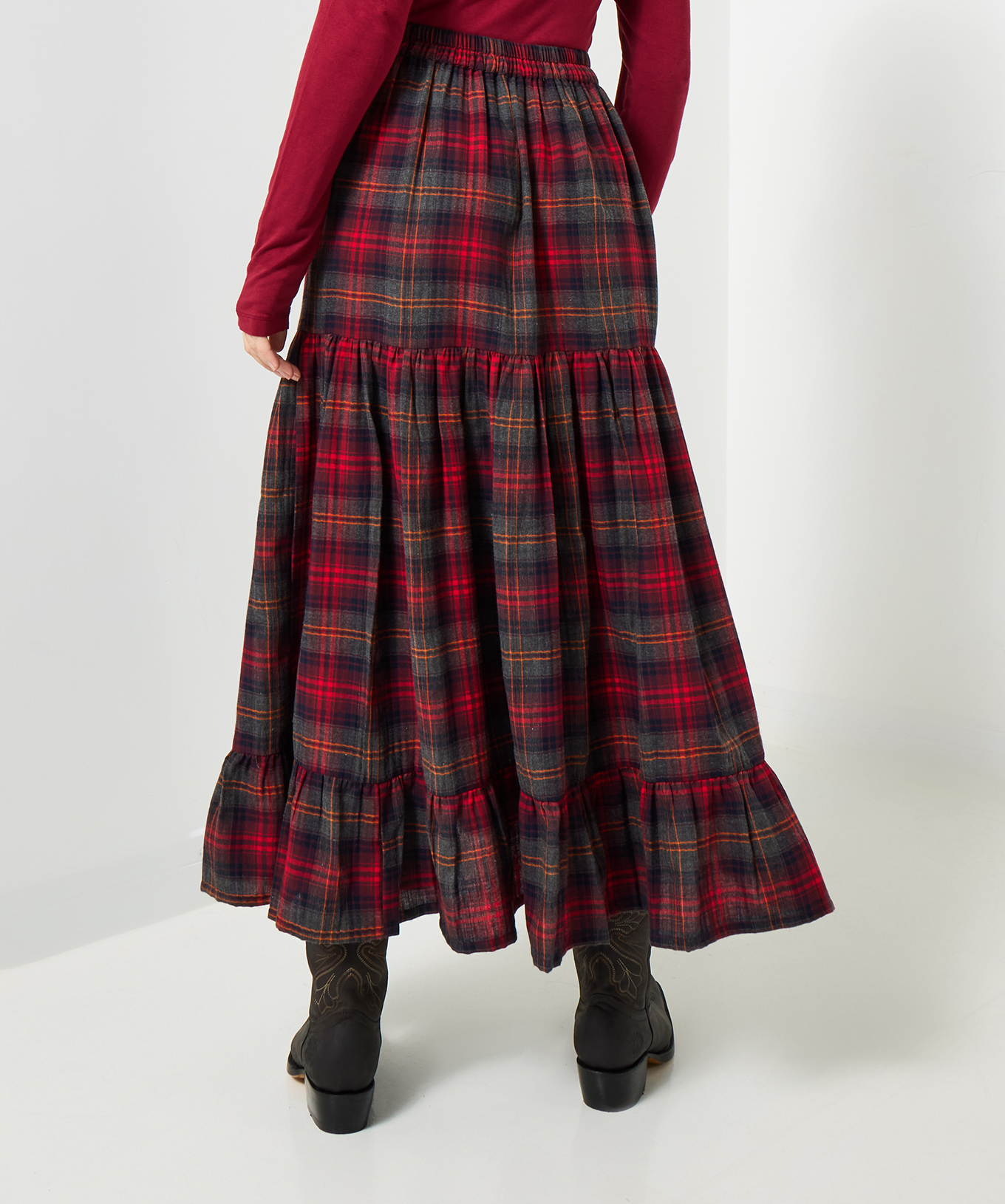 Joe Browns Women's Vintage-Inspired Red Check Maxi Skirt - Picture 7 of 37
