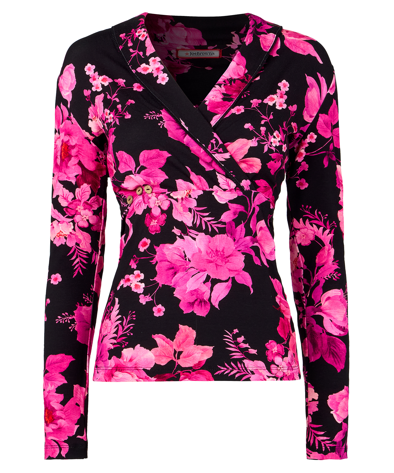 Joe Browns Women's Autumnal Floral Shawl Collar Wrap Front Jersey Top - Picture 2 of 43
