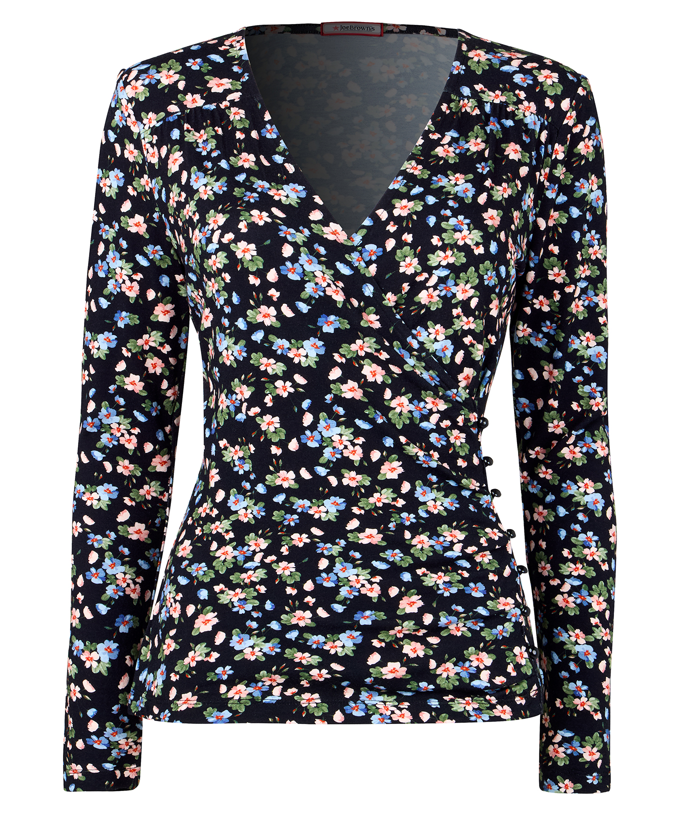 Joe Browns Women's Floral Shawl Collar Wrap Front Jersey Top - Picture 2 of 43