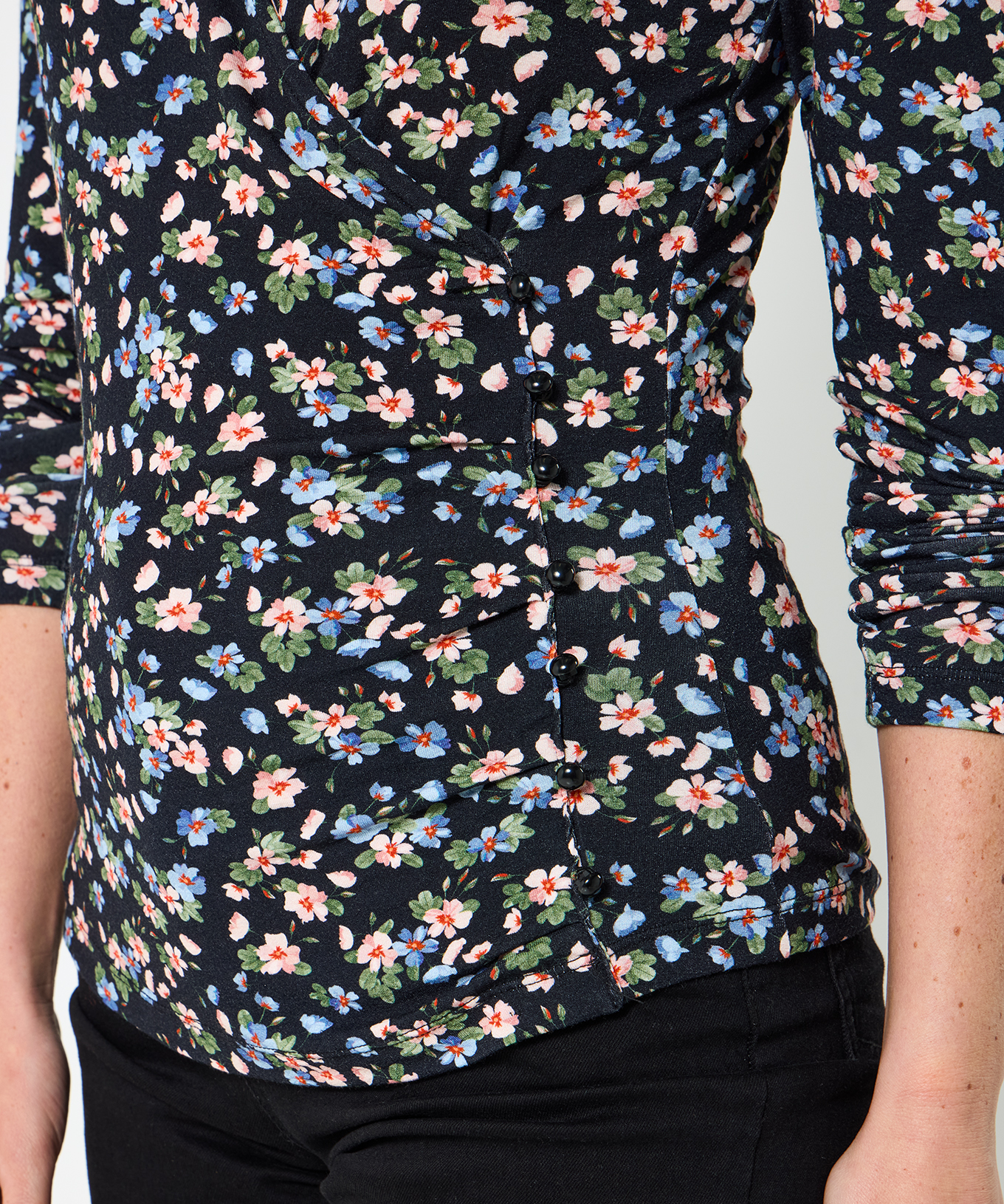 Joe Browns Women's Floral Shawl Collar Wrap Front Jersey Top - Picture 3 of 43