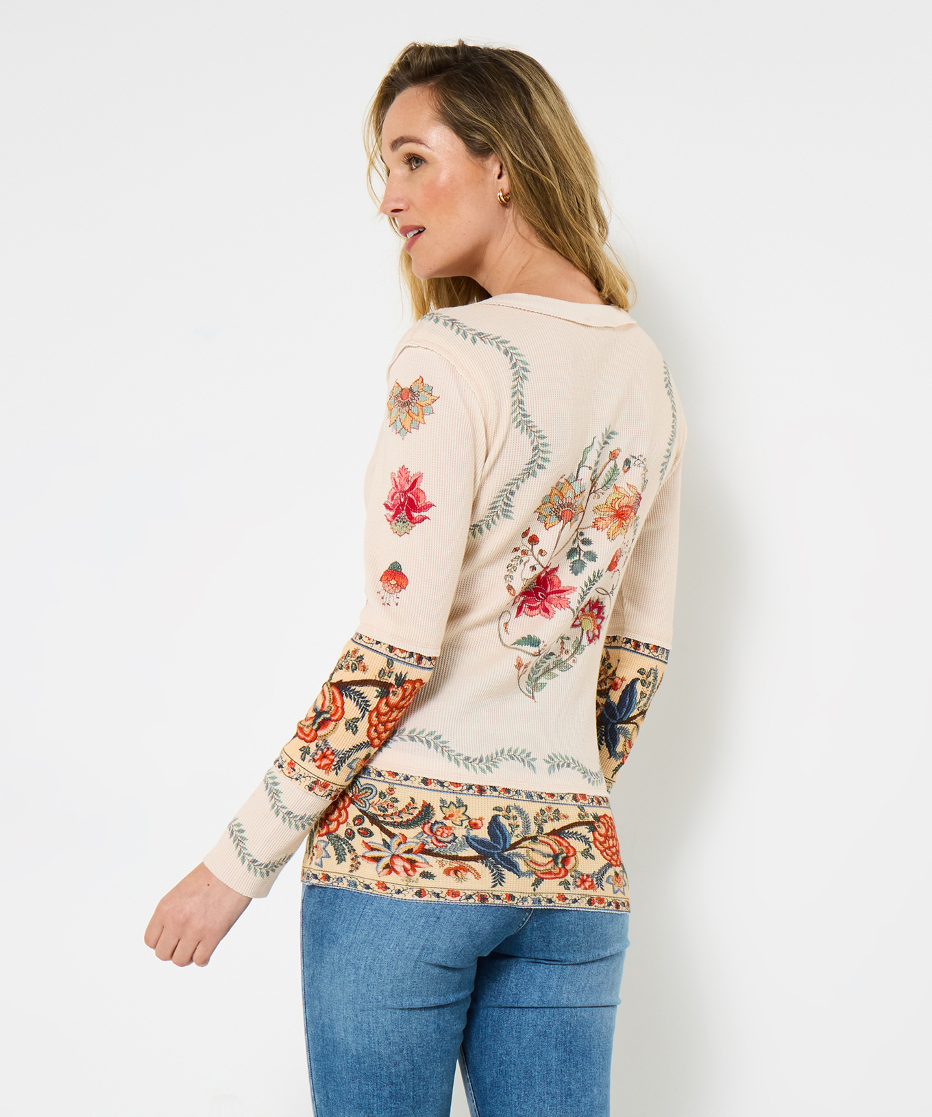 Joe Browns Women's Remarkable Printed Patchwork Henley Top - Picture 7 of 7