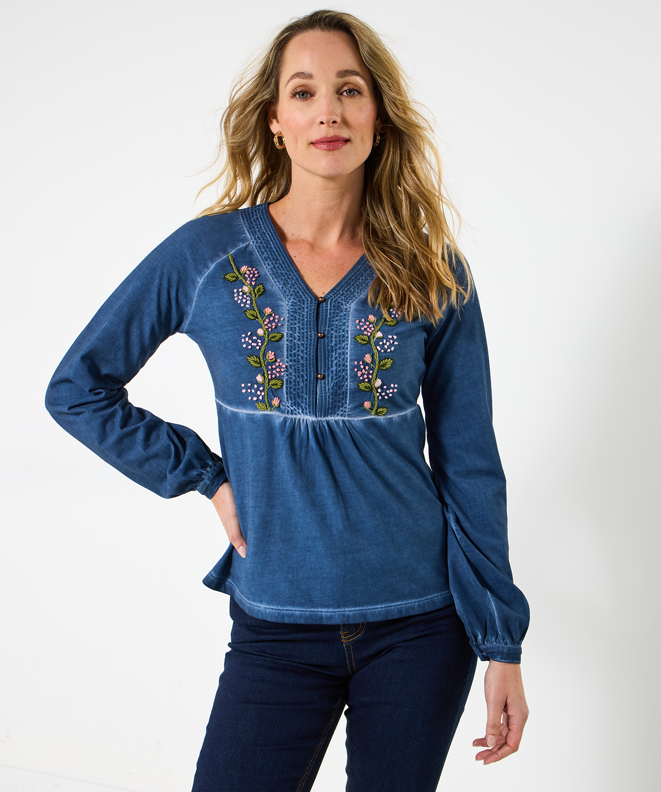 Joe Browns Women's Remarkable Printed Patchwork Henley Top - Picture 4 of 37