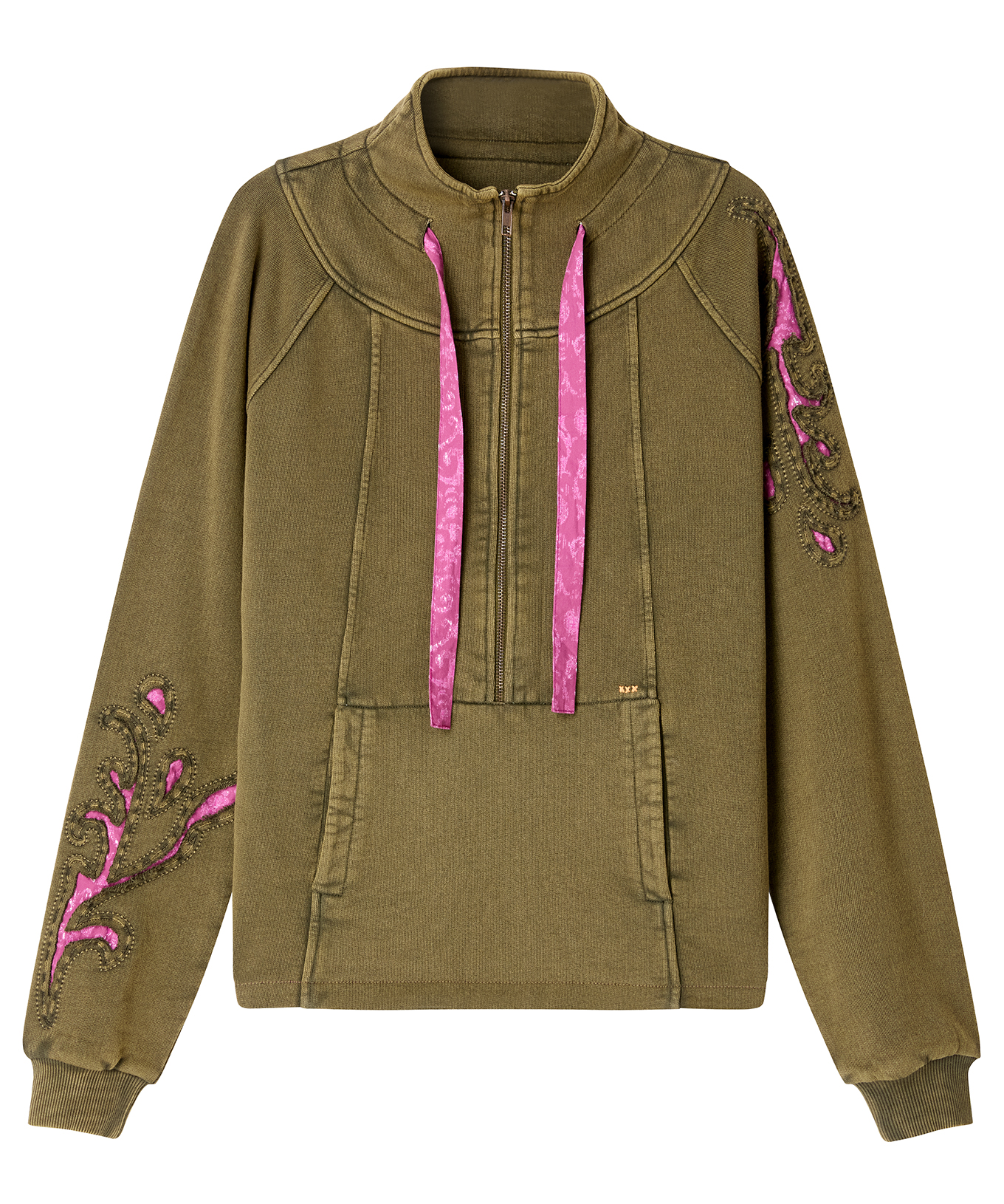 Joe Browns Womens Kangaroo Pocket Zip Up Funnel Neck Sweater Green 8